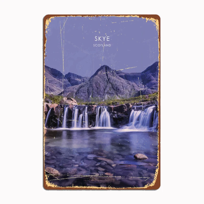 Шотландская дорожная художественная Настенная картина Skye с металлическим знаком, Забавный жестяной постер в стиле ретро для гостиной и кинотеатра, мужская пещера, домашняя таверна 
Шотландская дорожная художественная Настенная картина Skye с металлическим знаком, Забавный жестяной постер в стиле ретро для гостиной и кинотеатра, мужская пещера, домашняя таверна