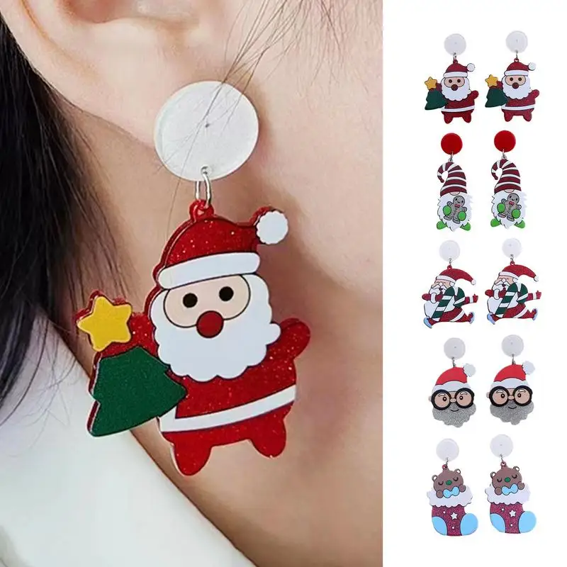 

Christmas Dangle Earrings for Women Lovely Santa Claus Snowman Bell Christmas Tree Drop Dangle Earrings Xmas Girls Jewelry Gifts