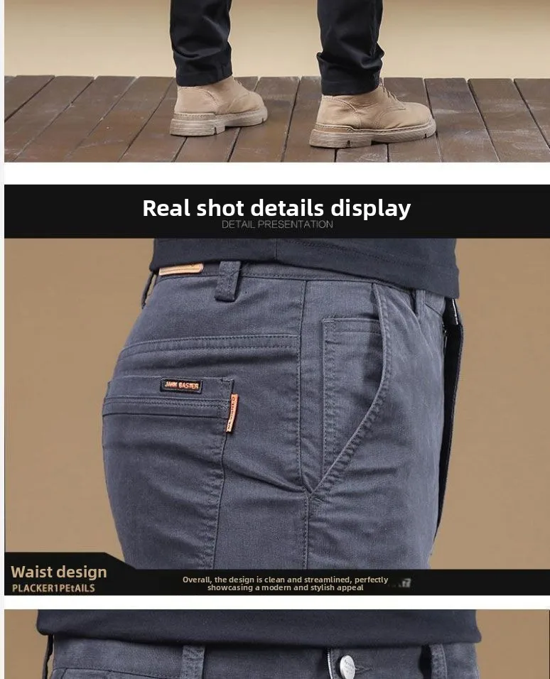 2025 Summer Thin Cotton Men's Casual Pants Trendy Versatile Elastic Light Business Trousers Work Formal Slim Straight Pants 44 Scd95092768804728ad6c9cbe5f55e2f3Q