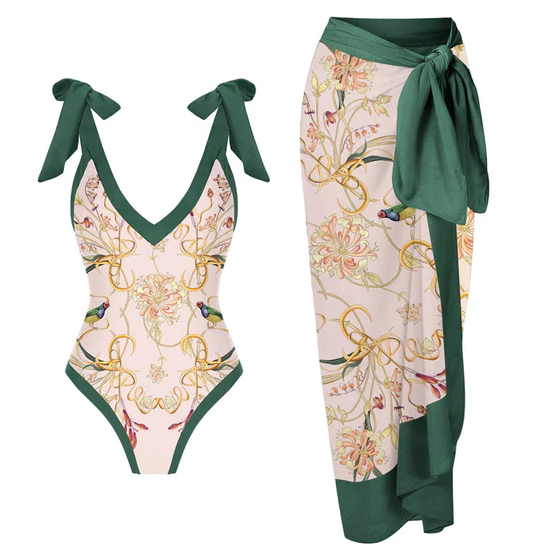 Women'S Swimsuit 2023 Bowknot Tie-shoulder Printed One Piece Swimsuit and Cover Up Bikini Set Bathing Suit Beachwear
Women'S Swimsuit 2023 Bowknot Tie-shoulder Printed One Piece Swimsuit and Cover Up Bikini Set Bathing Suit Beachwear