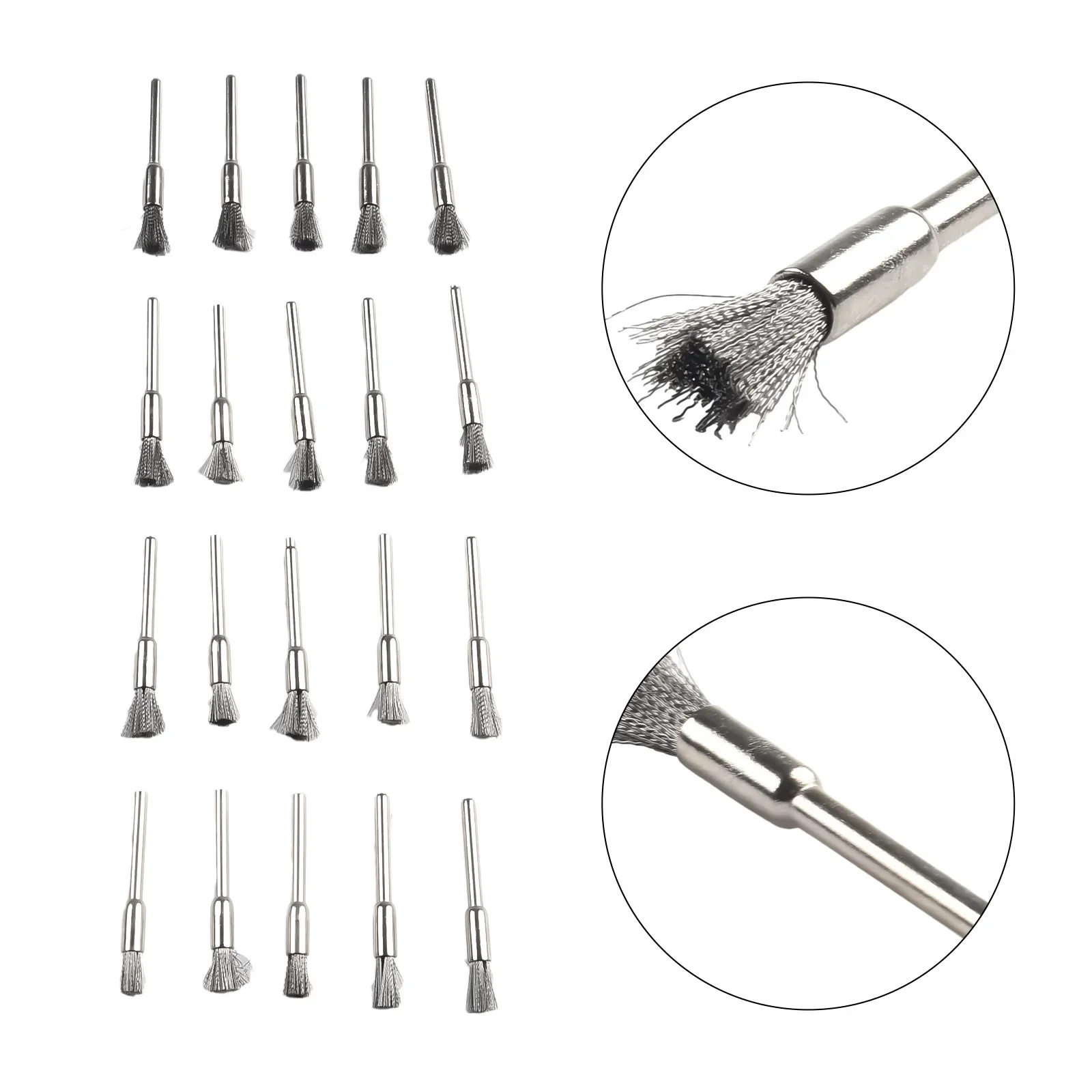 20pcs Stainless Steel Wire Wheel Brush Set 3.0mm Shank For Metalwokring Polishing Cleaning Derusting Abrasive Rotary Tool
20pcs Stainless Steel Wire Wheel Brush Set 3.0mm Shank For Metalwokring Polishing Cleaning Derusting Abrasive Rotary Tool