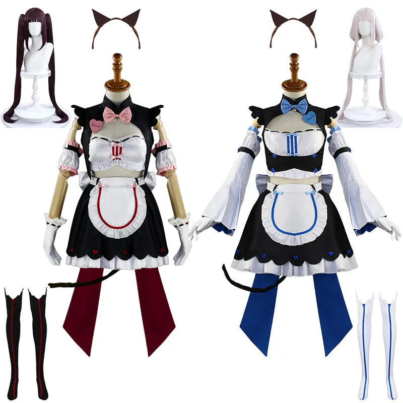 

NEKOPARA Cosplay Costume Wig Maid Dress Racing Girl Outfit Chocolate Vanilla Women Game Uniforms Halloween Carnival Suit
