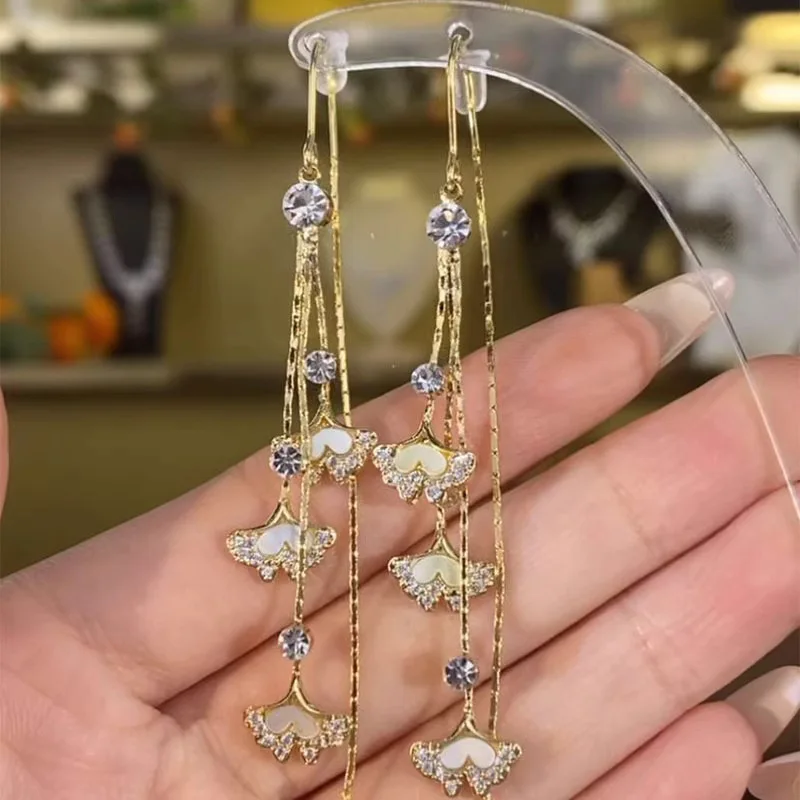 Luxury Zircon Long Tassel Golden Earrings for Women Exquisite Flower Leaf Water Drop Earring Wedding Party Valentine's Day Gifts 19 Mallzona Scd99ba088f1d482b8b9607cd9a5994c5M Luxury Zircon Long Tassel Golden Earrings for Women Exquisite Flower Leaf Water Drop Earring Wedding Party Valentine's Day Gifts Mallzona