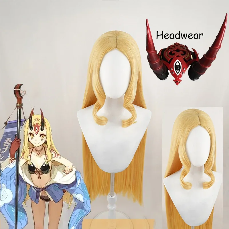 

Ibaraki Doji Cosplay Wig Game Fate Grand Order FGO Wig Synthetic Blonde Women Hair Ibaraki Doji Cosplay And headdress Props