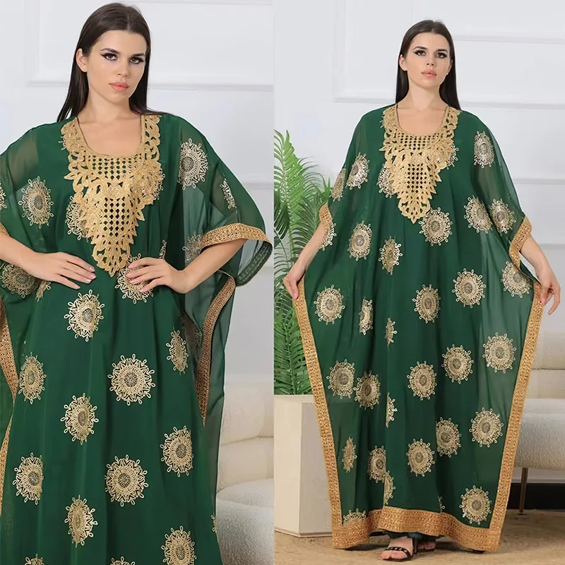 

Muslim Robe Africa Middle East Abaya Women Kaftan Europe America Traditional Sequins Embroidered Maxi Dress Islamic Clothing