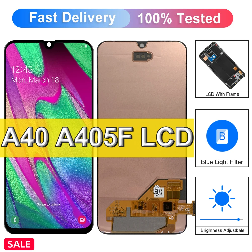 5.9" Original For Samsung Galaxy A40 LCD Display Touch Screen, For Galaxy A40 A405F A405FN A405FM LCD Display Replace,with Frame
5.9" Original For Samsung Galaxy A40 LCD Display Touch Screen, For Galaxy A40 A405F A405FN A405FM LCD Display Replace,with Frame