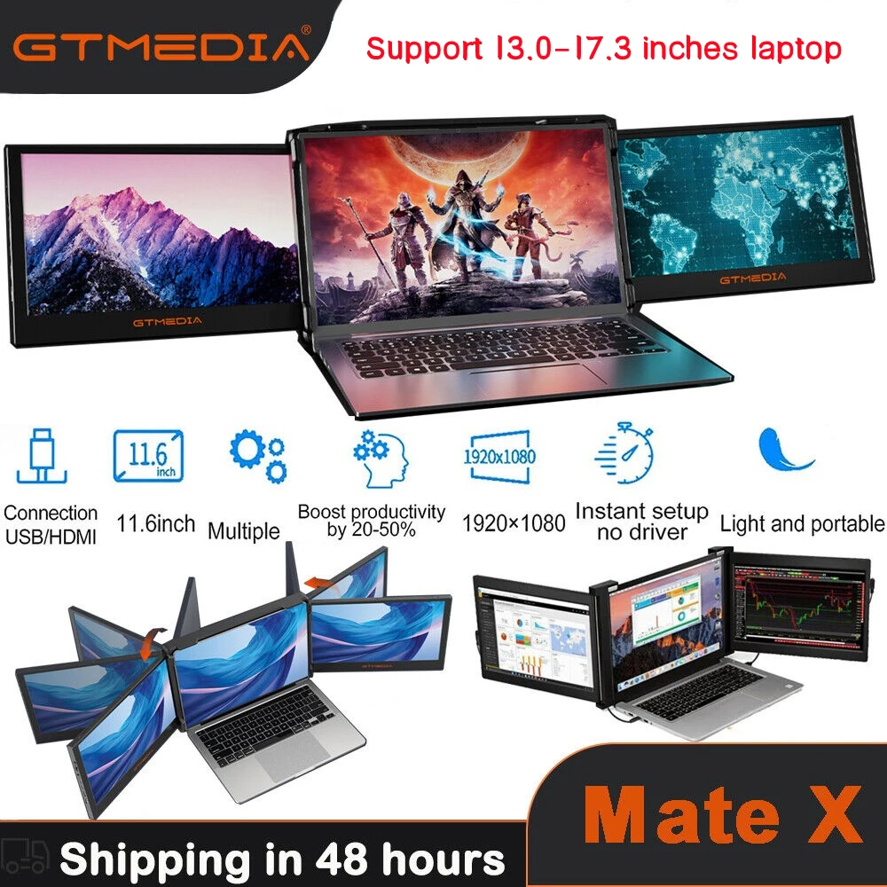 GTMEDIA Mate X Triple Screen Laptop Monitor Portable Monitor for 13.0-17.3in Laptop 1080P FHD IPS With Type-C/HDMI/USB-A/USB-C
GTMEDIA Mate X Triple Screen Laptop Monitor Portable Monitor for 13.0-17.3in Laptop 1080P FHD IPS With Type-C/HDMI/USB-A/USB-C