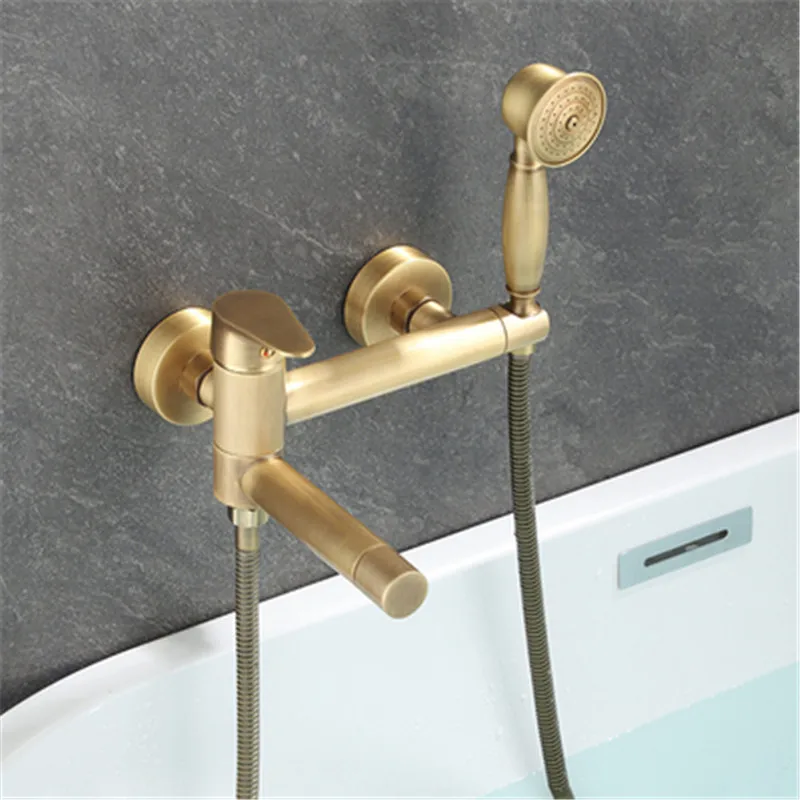 

Wall Mounted Antique Bathtub Shower Set Bronze Rotatable Bathtub Faucet,Bidet Faucet Bathroom Bath Shower Mixer Tap Brass