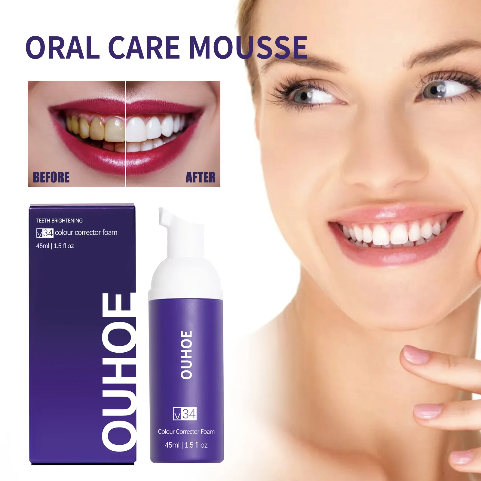 Tooth Cleansing Mousse Anti Cavity Cleaning, Yellow Tooth Stain Cleaning, Fresh Breath, Brightening and Whitening Care for Teeth
Tooth Cleansing Mousse Anti Cavity Cleaning, Yellow Tooth Stain Cleaning, Fresh Breath, Brightening and Whitening Care for Teeth
