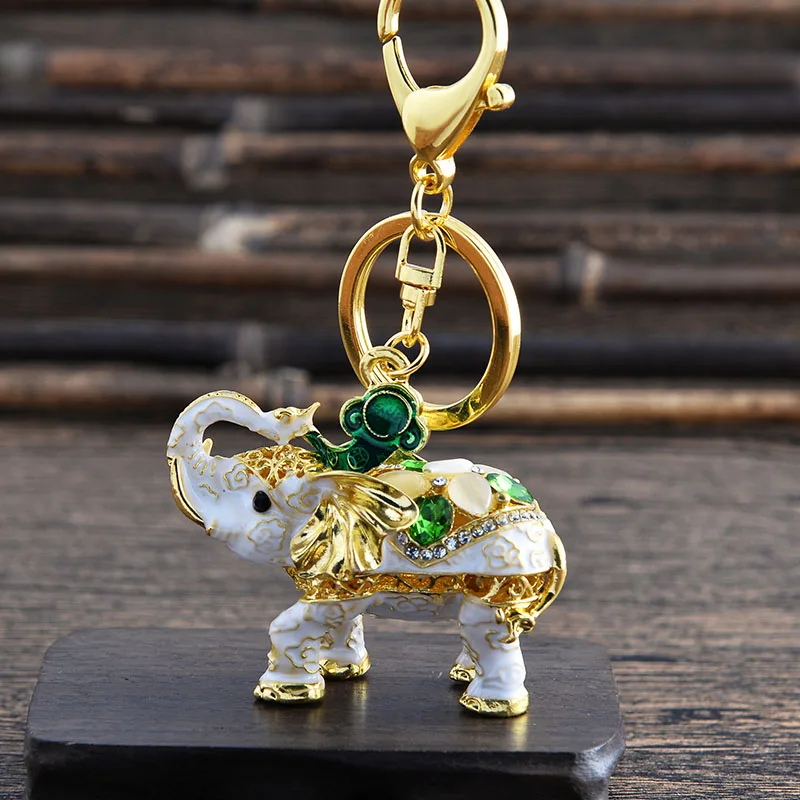 

EASYA New Design 3D Enamel Elephant Keychain Crafts Key Holder Fashion Crystal Animal Bag Pendant Keyrings Unique Jewelry Gift