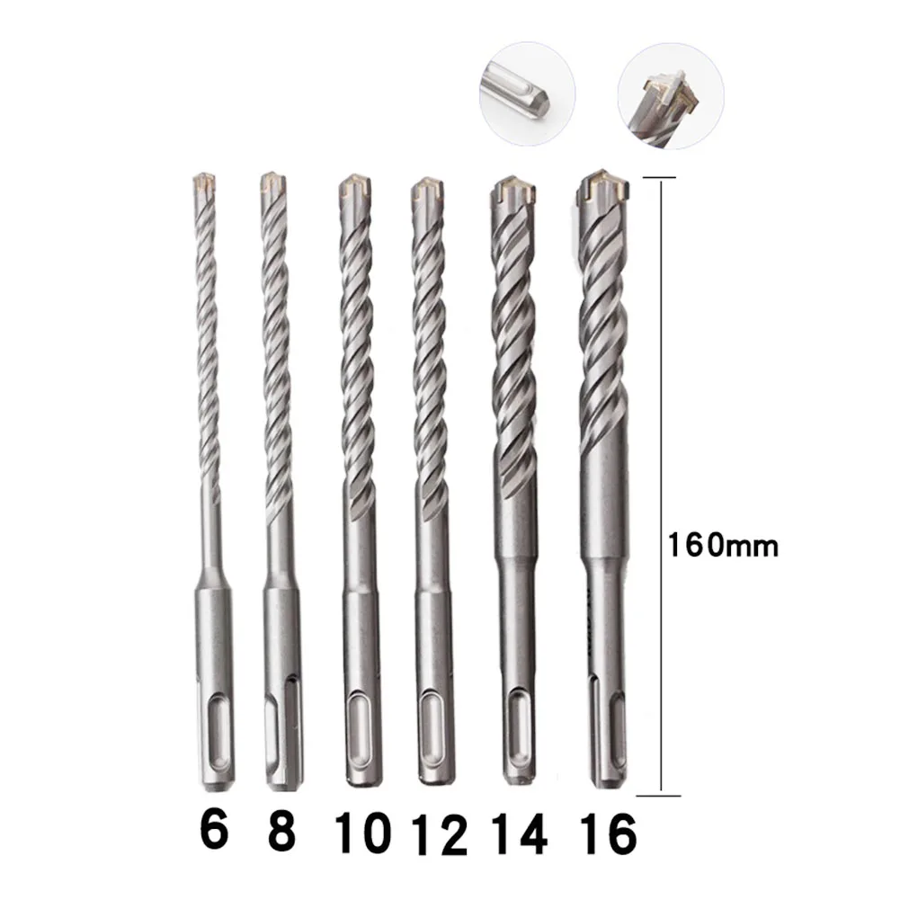 

160mm Concrete SDS Plus Drill Bit For All Drill Projects Cement Wood Ceramic Tile 6X160 8X160 10X160 12X160 14X160 16X160mm