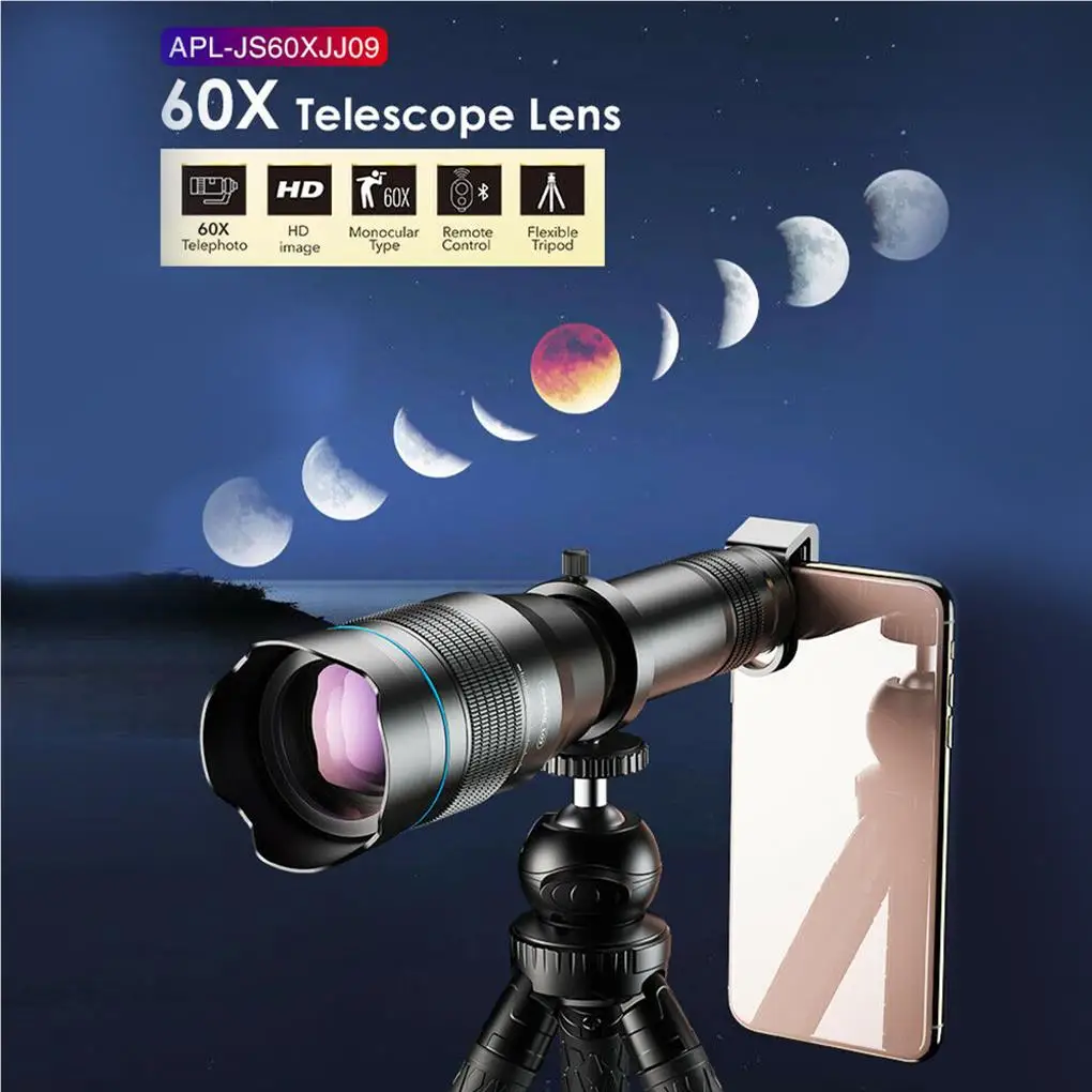 APEXEL HD 60X Telescope Lens Professional Mobile Phone Monocular Astronomical Zoom Lens With Tripod for iPhone Smartphones
APEXEL HD 60X Telescope Lens Professional Mobile Phone Monocular Astronomical Zoom Lens With Tripod for iPhone Smartphones