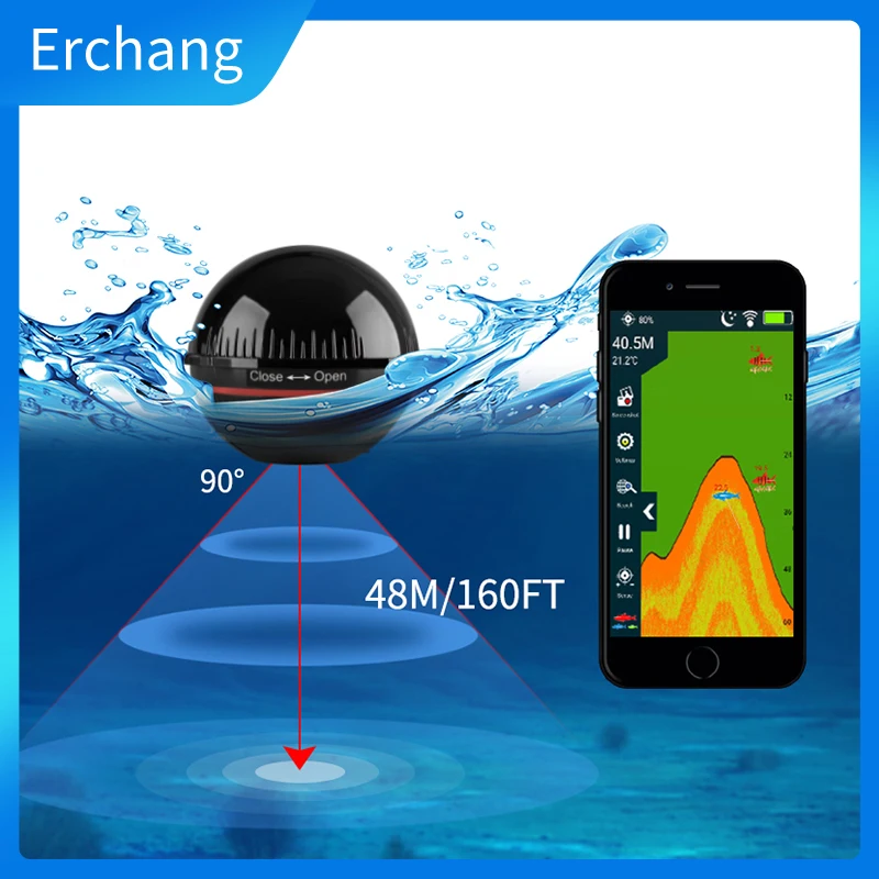 Портативный эхолот Erchang XA02, беспроводной Bluetooth-эхолот для поиска рыбы на глубине, море и озере, для IOS и Android
Портативный эхолот Erchang XA02, беспроводной Bluetooth-эхолот для поиска рыбы на глубине, море и озере, для IOS и Android