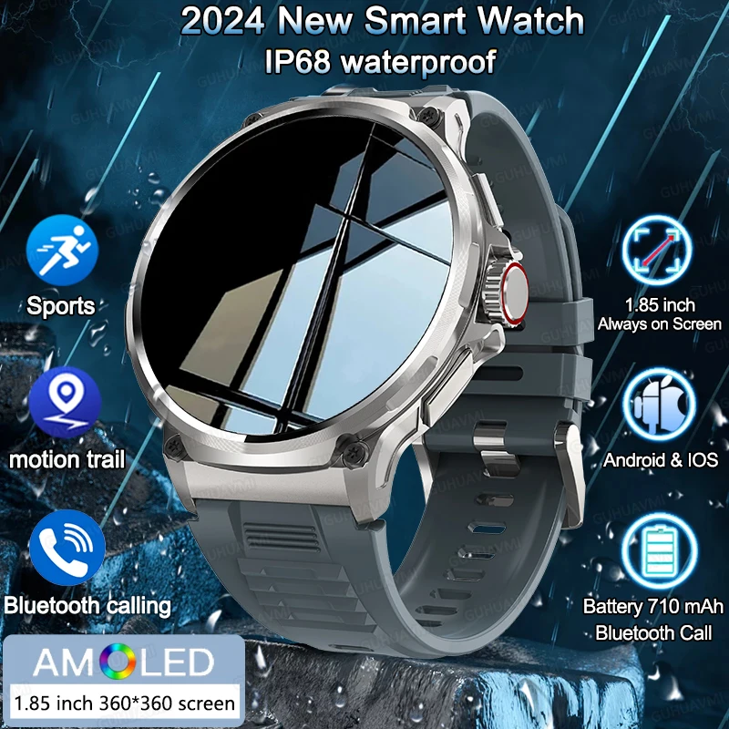 

New Men Smart Watch 710mA Large Battery Health Watch 1.85 Inches Screen Bluetooth Call Smart WaterProof Watch For Huawei Xiaomi