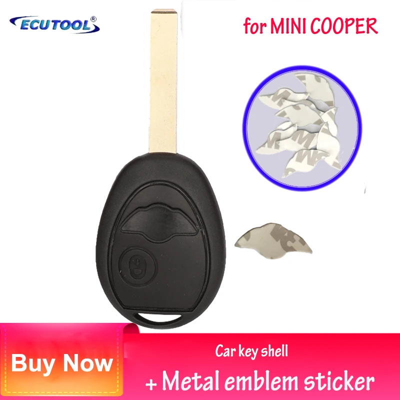 ECUTOOL Car Key Shell for BMW MINI Remote Fob + Metal Emblem Sticker Aluminum Logo for MINI COOPER R50 S ONE CLUBMAN
ECUTOOL Car Key Shell for BMW MINI Remote Fob + Metal Emblem Sticker Aluminum Logo for MINI COOPER R50 S ONE CLUBMAN