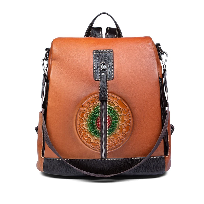Genuine Leather Backpack Female Messenger Shoulder Book School Bag Travel Chinese Style Real Cowhide Women Rucksack Knapsack
Genuine Leather Backpack Female Messenger Shoulder Book School Bag Travel Chinese Style Real Cowhide Women Rucksack Knapsack