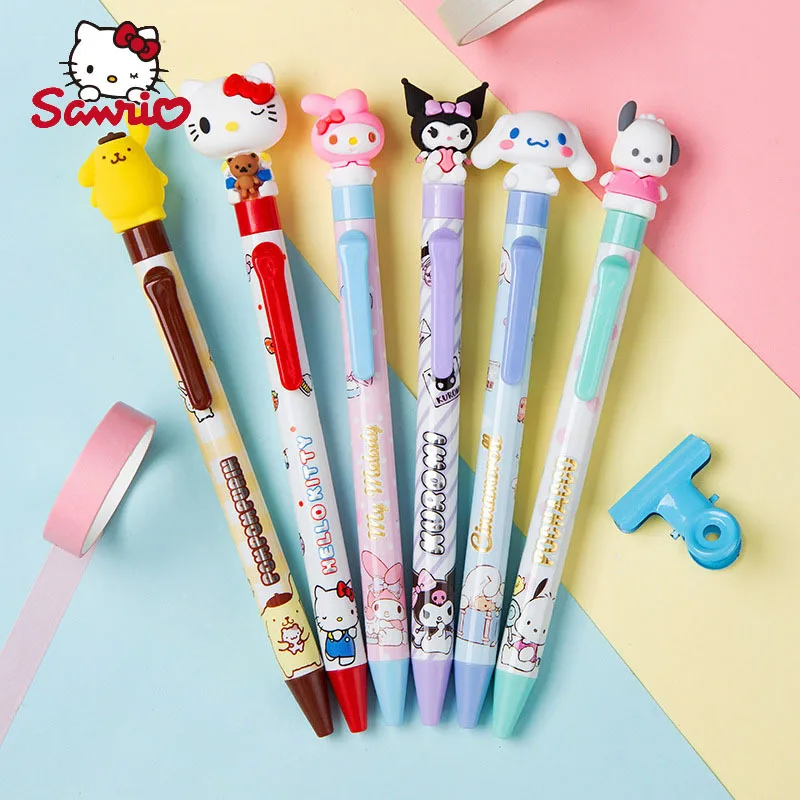 

Sanrio 12/36pcs Gel Pen Kawaii Hello Kitty Kuromi Girls Cute Cartoon Signature Pen Black 0.5mm Student Stationery Wholesale