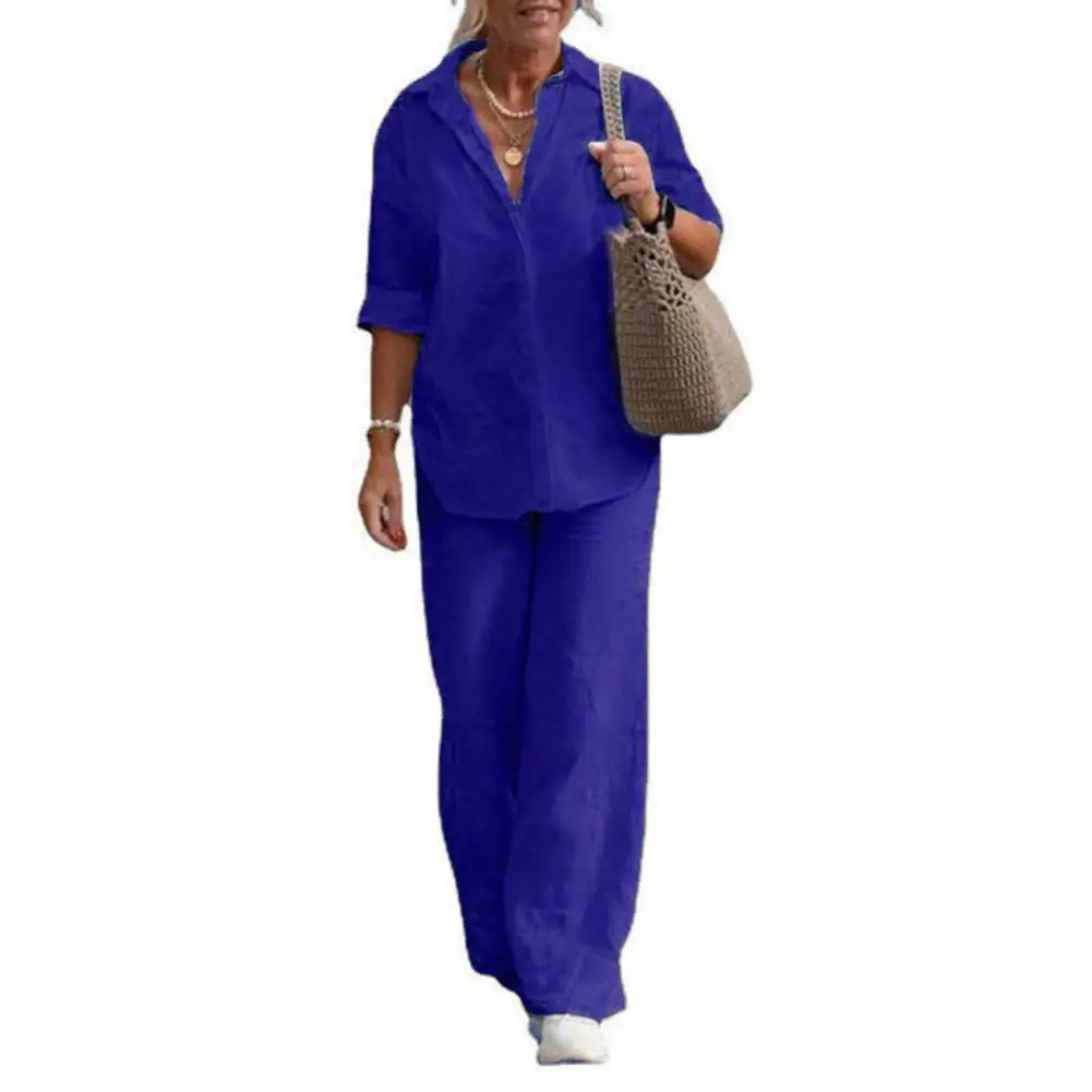 Light Suit Long Sleeve Top Pants Set Versatile Women's Shirt Pants Set Stylish Loose Fit Wide Leg Trousers Lapel for Casual
Light Suit Long Sleeve Top Pants Set Versatile Women's Shirt Pants Set Stylish Loose Fit Wide Leg Trousers Lapel for Casual