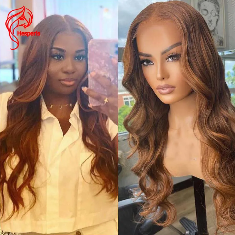 

Hesperis 13x6 Lace Front Human Hair Wig Pre Plucked Brazilian Remy Blonde Highlight Lace Frontal Wig Body Wave For Black Women