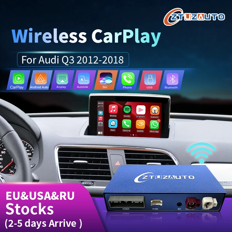 Wireless Apple CarPlay Android Auto Interface for Audi Q3 2012-2018, with Mirror Link AirPlay Navigation Car Play Functions
Wireless Apple CarPlay Android Auto Interface for Audi Q3 2012-2018, with Mirror Link AirPlay Navigation Car Play Functions