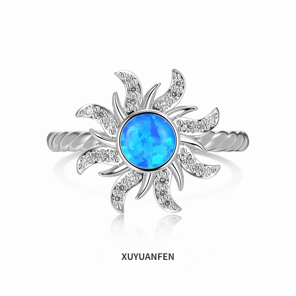 

XUYUANFENINS Style New S925 Sterling Silver Ring for Women's Sun, Australian Treasure Design, Zircon Inlay, Fashionable