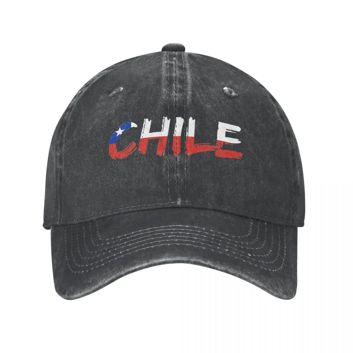 

Casual Chile Text Flag Baseball Caps Unisex Style Distressed Denim Sun Cap Outdoor Running Golf Caps Hat
