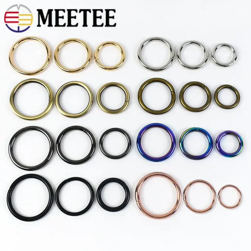 

10Pcs Meetee 13-38mm Metal O Ring Buckle Circle Connection Hook DIY Bag Strap Belt Buckles Dog Collar Webbing Clasp Accessories