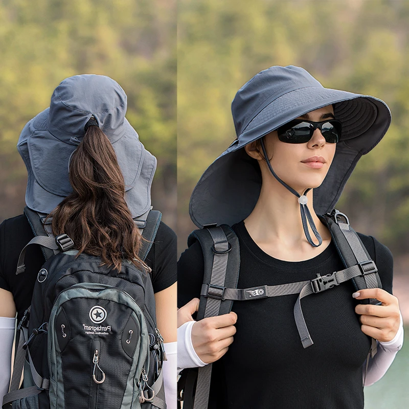 Women's Summer Hats Outdoor UV Anti Neck Protection Sun Visors for Lady Fishing Hiking Wide Brim Shawl Sunscreen Ponytail Cap
Women's Summer Hats Outdoor UV Anti Neck Protection Sun Visors for Lady Fishing Hiking Wide Brim Shawl Sunscreen Ponytail Cap