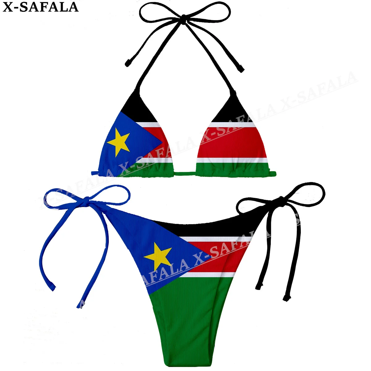 

South Sudan Country Flag 3D Print Women Micro Sexy Bikini Bra Set Summer Beachwear Sexy Beach Two Pieces Bathing Suits Swimwear