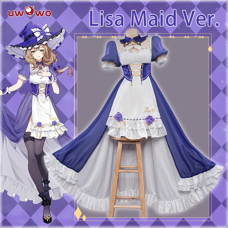 

Only S L XL 3XL UWOWO Lisa Cosplay Maid Costume Game Genshin Impact Cosplay Exclusive Lisa Maid Dress Cosplay Outfit Halloween
