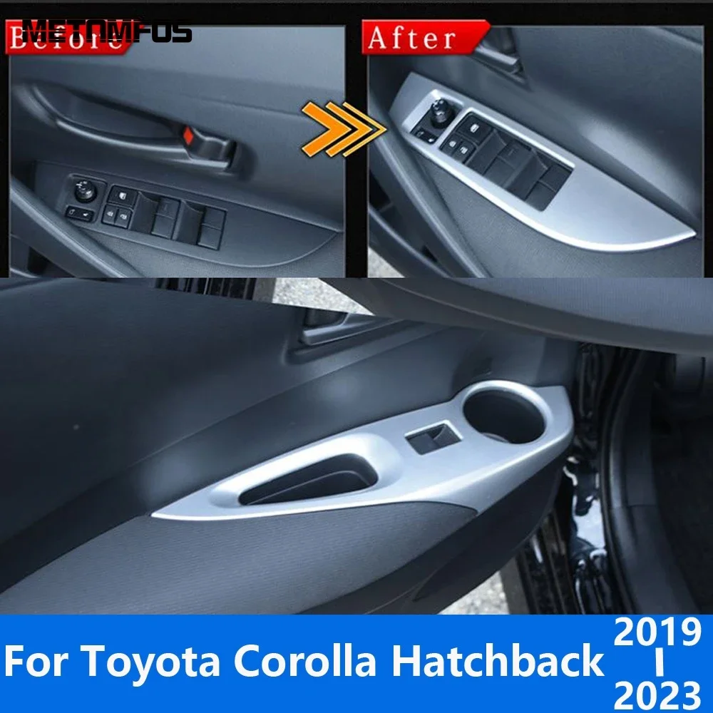 

For Toyota Corolla Hatchback 2019-2021 2022 2023 Carbon Fiber Window Lift Switch Cover Trim Inside Armrest Frame Car Accessories