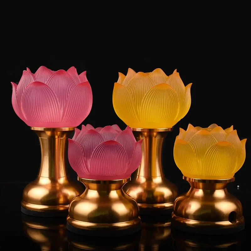 

Burning Coloured Household Lamp Ever Plug Crystal Wealth LED Of God Lotus Charge Glass Temple Buddha Pray In