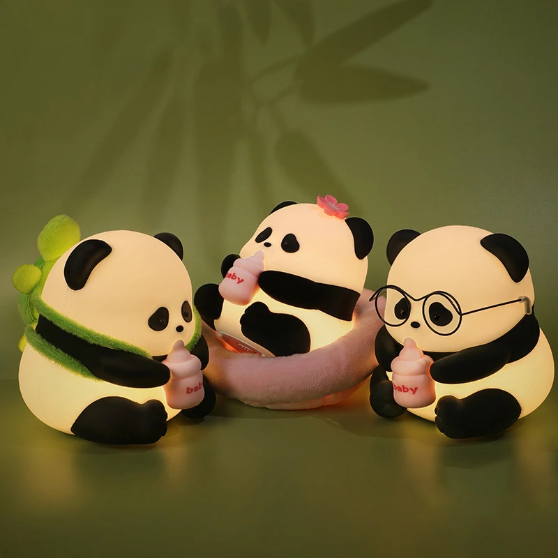 

Cartoon Silicone Night Light Cute Panda Rechargeable Adjustable Brightness Timing Rechargeable Sleep Nightlights For Kids Room