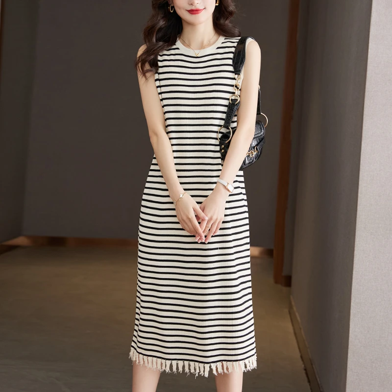 Spring Summer Mid-length Dress T-shirt Stripes Chic and Elegant Dresses for Women Korean Women's Clothes Harajuku Trendyol Basic
Spring Summer Mid-length Dress T-shirt Stripes Chic and Elegant Dresses for Women Korean Women's Clothes Harajuku Trendyol Basic
