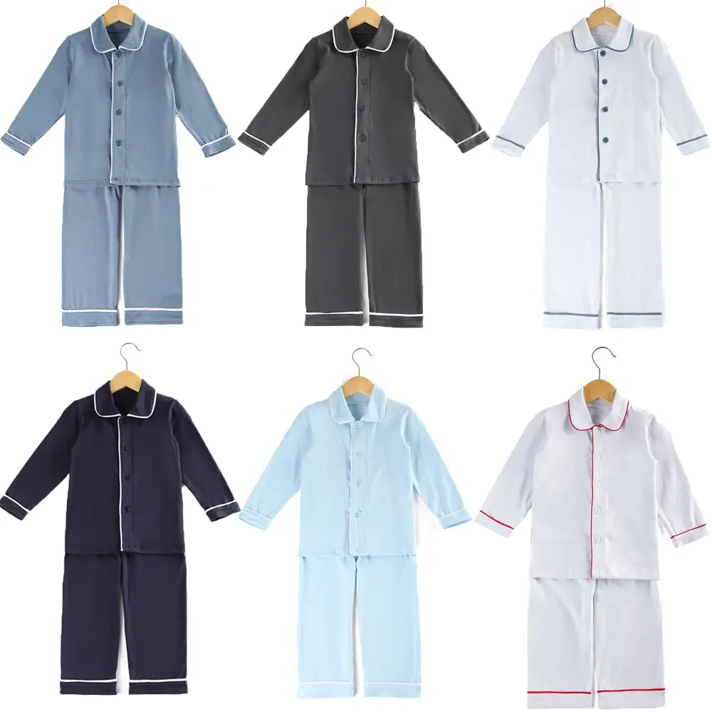 Cotton Pajamas Children Clothes Long Sleeve Pjs Buttons Up Toddler Sleepwear Blank Boys Pajamas
Cotton Pajamas Children Clothes Long Sleeve Pjs Buttons Up Toddler Sleepwear Blank Boys Pajamas