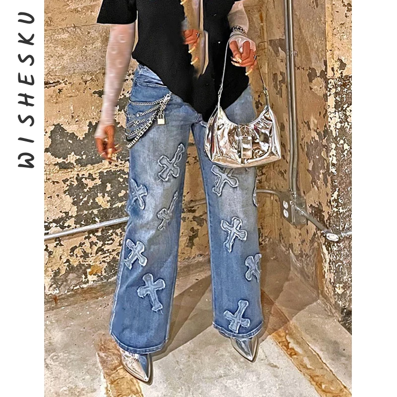 Women Casual Jeans Y2K Streetwear Baggy Straight Cargo Pants Punk High Waist Wide Leg Denim Trousers 90s Vintage
Women Casual Jeans Y2K Streetwear Baggy Straight Cargo Pants Punk High Waist Wide Leg Denim Trousers 90s Vintage