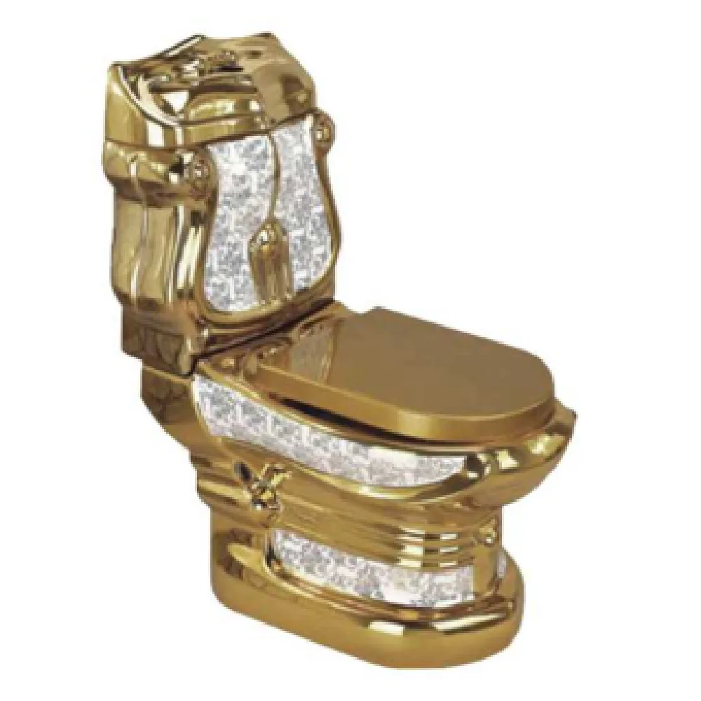 Gold toilet, electroplated with gold, toilet bowl, color gold, water pump, odorproof ceramic, household toilet, tycoon, gold
Gold toilet, electroplated with gold, toilet bowl, color gold, water pump, odorproof ceramic, household toilet, tycoon, gold