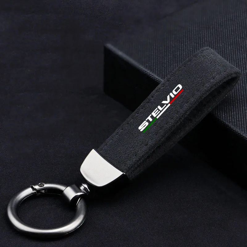 

Car Key Chain Rings Metal Leather Keychain Exquisite Anti-lost Universal Keyring For Alfa Romeo Stelvio Car Accessories