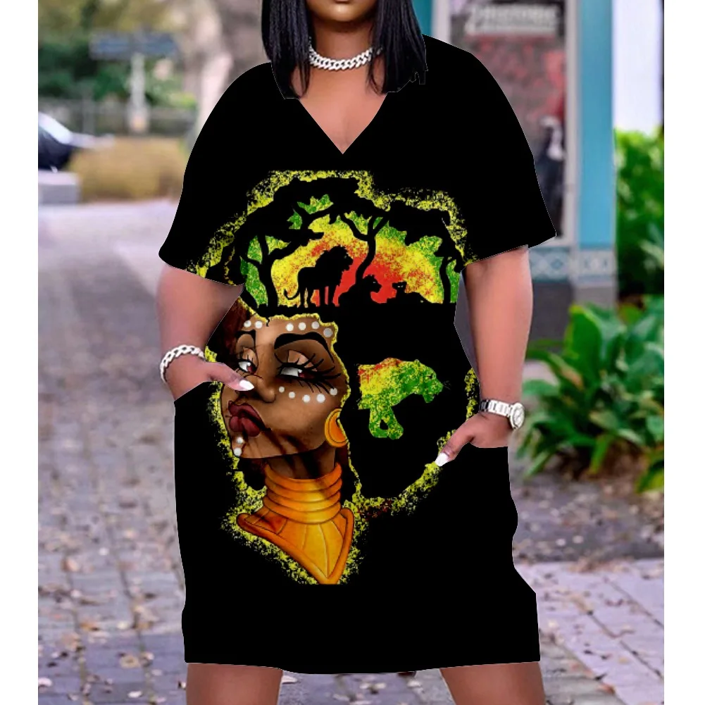 Summer Pocket Boho Print Trendy Midi Dresses Loose Casual Fashion Oversize Robe Short Sleeve Fat Women V Neck Dress Beach 2022
Summer Pocket Boho Print Trendy Midi Dresses Loose Casual Fashion Oversize Robe Short Sleeve Fat Women V Neck Dress Beach 2022