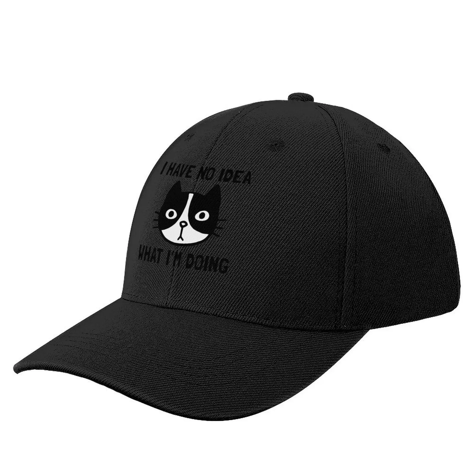 

I Have No Idea What I'm Doing Black and White Cat Baseball Cap western Hat Fishing cap hard hat Trucker Hats For Men Women's