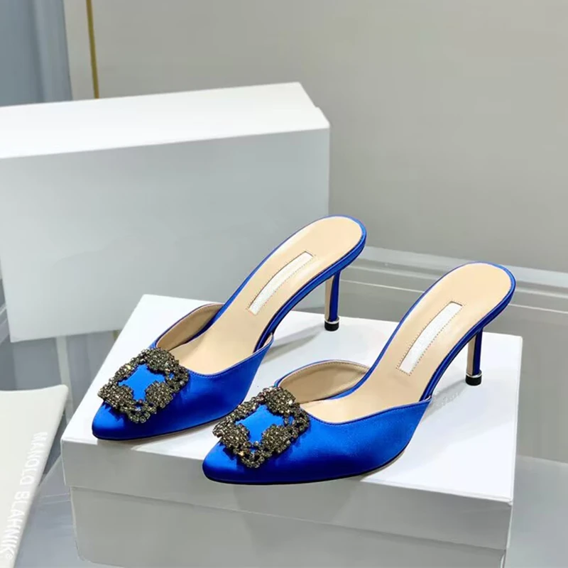 2022 summer new European and American women's Muller square buckle pointed rhinestone satin stiletto shoes
2022 summer new European and American women's Muller square buckle pointed rhinestone satin stiletto shoes