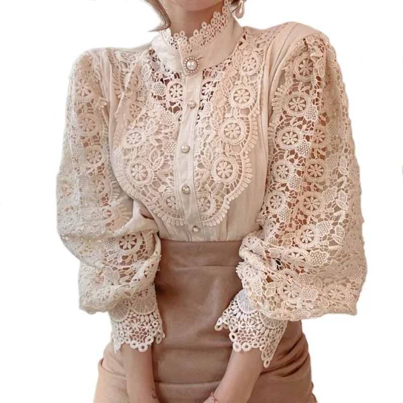Vintage French Style Lace Tops Flare Sleeves Fashion O Neck Slim Casual Blouse 2023 Single-breasted Sexy Hollow Out Crop Tees
Vintage French Style Lace Tops Flare Sleeves Fashion O Neck Slim Casual Blouse 2023 Single-breasted Sexy Hollow Out Crop Tees