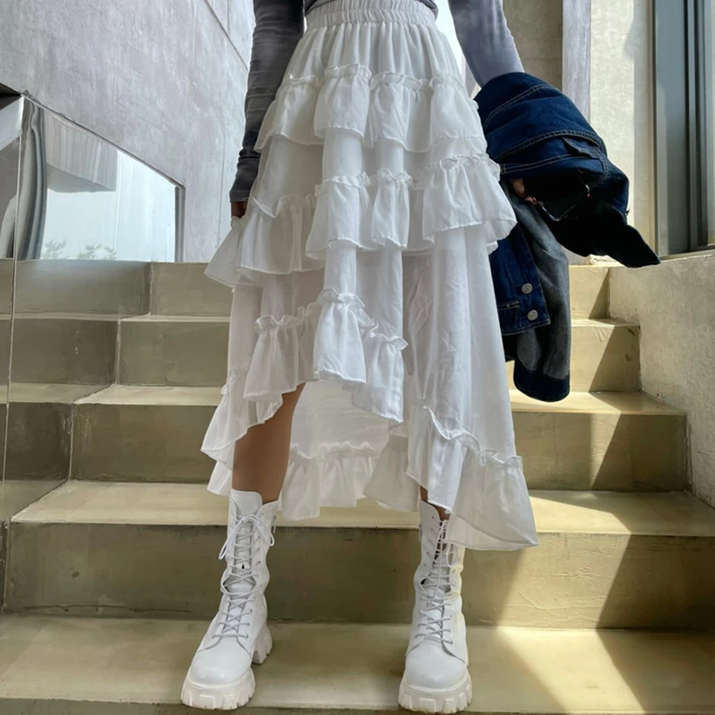 Summer High Waisted Asymmetrical Folds Ruffle Women Skirts New A-line Midi Long Skirts Lolita Korean Patchwork Cake Skirt Female
Summer High Waisted Asymmetrical Folds Ruffle Women Skirts New A-line Midi Long Skirts Lolita Korean Patchwork Cake Skirt Female