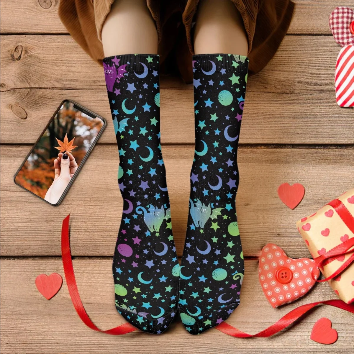 Gradient Wing Cat Moon Print Halloween for Woman Men Basketball Non-slip Socks Comfort Breathable Deodorant Middle Tube Sockings
Gradient Wing Cat Moon Print Halloween for Woman Men Basketball Non-slip Socks Comfort Breathable Deodorant Middle Tube Sockings