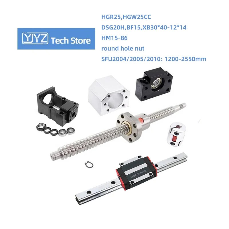 HGR25 Rail HGW25CC Block SFU2004 Length 1200-2550mm Round Hole Nut HM15-86 Cast Aluminum C7/C5 BF15 DSG20H Coupling 30*40-12*14m
HGR25 Rail HGW25CC Block SFU2004 Length 1200-2550mm Round Hole Nut HM15-86 Cast Aluminum C7/C5 BF15 DSG20H Coupling 30*40-12*14m