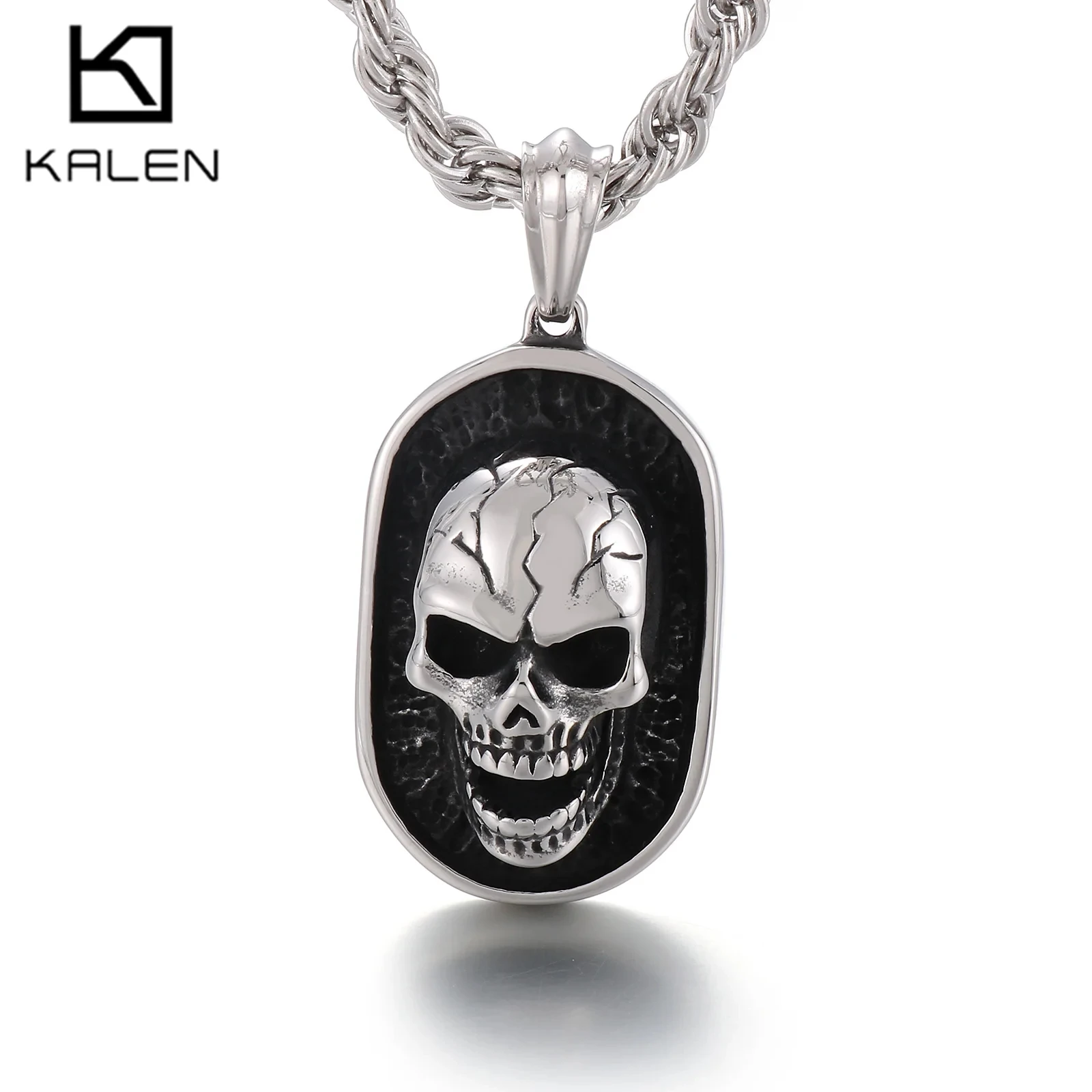 KALEN Vintage Skull Wolf Faucet Necklace Pendant Stainless Steel Twist Rope Necklace Men Punk Jewelry
KALEN Vintage Skull Wolf Faucet Necklace Pendant Stainless Steel Twist Rope Necklace Men Punk Jewelry