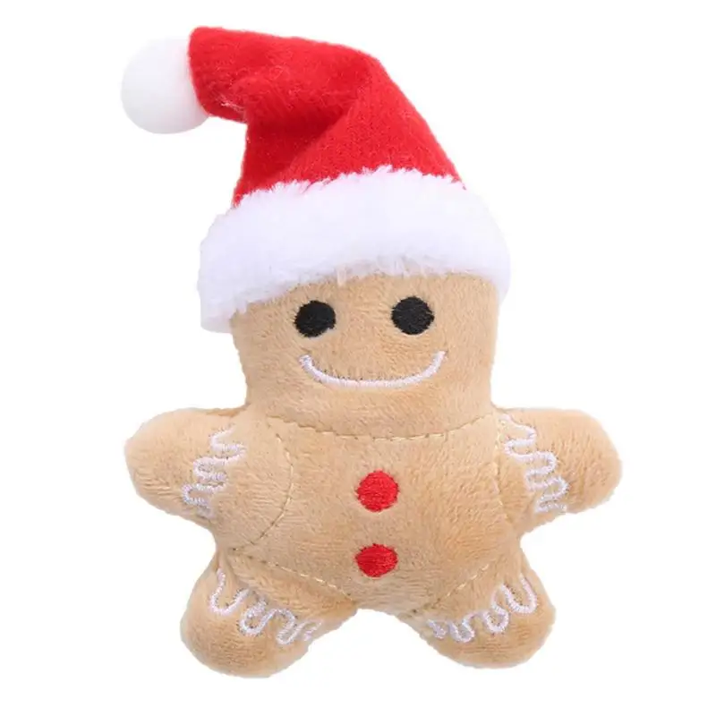 

Pet Dog Cat Toys Christmas Plush Toy Gingerbread Man Cat Dog Toy Christmas Interactive Chewing Toys Pet Supplies