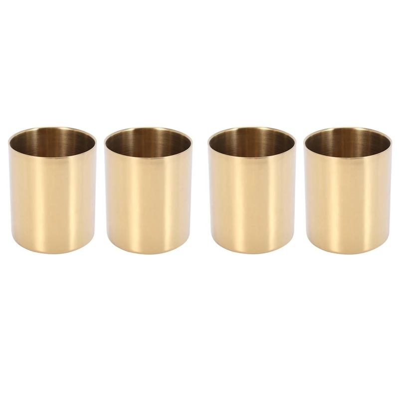 4-Piece Pencil Cup Holder Pen Pot Makeup Brushes Holder Desk Stationery Organizer Stainless Steel (Gold)
4-Piece Pencil Cup Holder Pen Pot Makeup Brushes Holder Desk Stationery Organizer Stainless Steel (Gold)