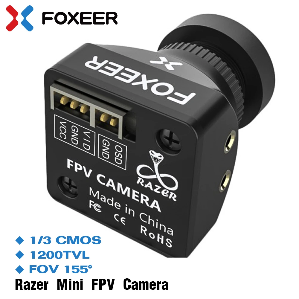 

FOXEER Razer Mini FPV Camera 1/3 CMOS HD 5MP 2.1mm M12 Lens 1200TVL NTSC/PAL Switchable FOV155 for RC FPV Racing Drone