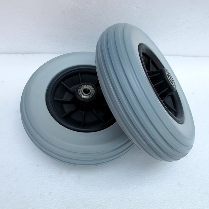 

1Pcs 7-inch PU wheel/nylon hub diameter 17cm elastic wear-resistant thick wheel/wheelchair wheel
